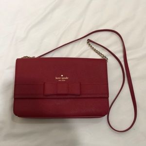 Kate Spade red crossbody purse with bow